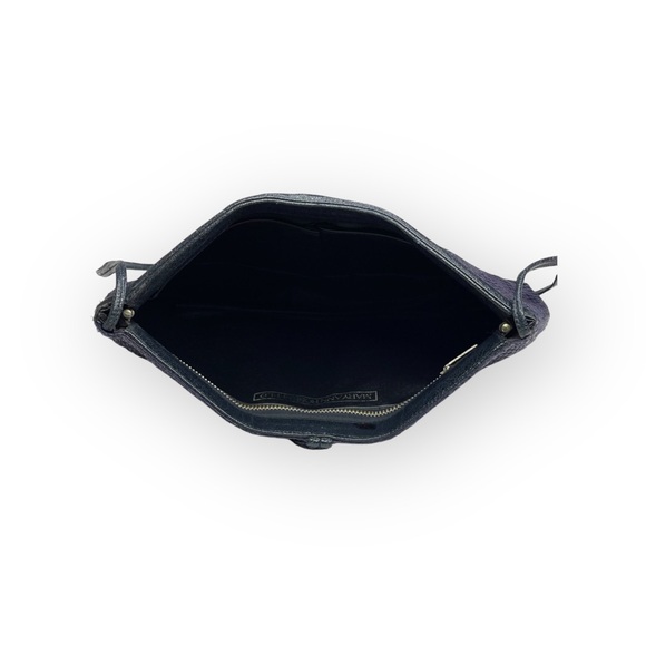 Vintage: Maryann Rosenfeld ✿ Hinged Convertible Clutch Bag Handbag ✿ Navy Woven - Picture 6 of 16